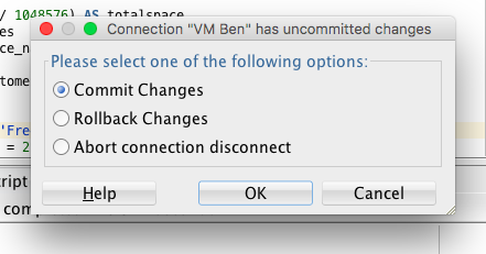 COMMIT and ROLLBACK prompt