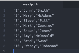 mysql output file
