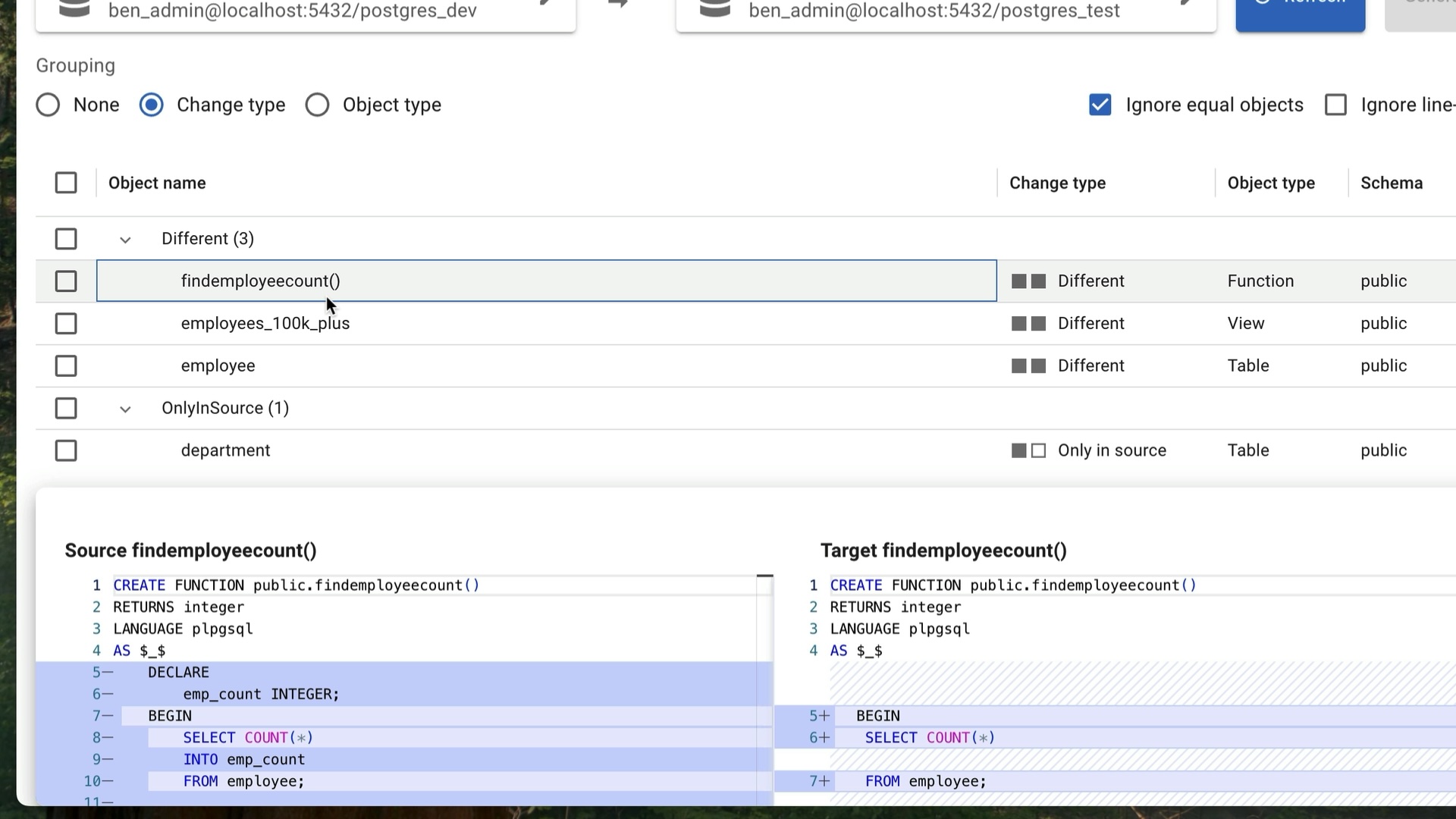 Function with changes