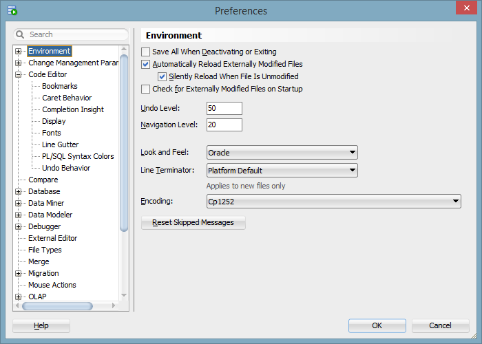 SQL Developer - Code Editor Preferences